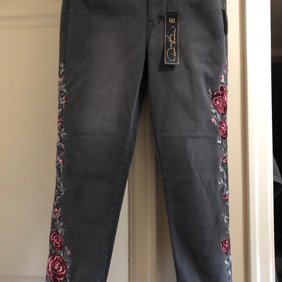 DG2 grey jeans with red roses embroidery size 10 - Picture 1 of 4